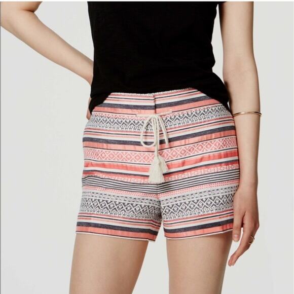 LOFT Pants - Loft · 6 · The Riviera Boho Short · Jacquard Stripe · Cotton Blend  · Resortwear